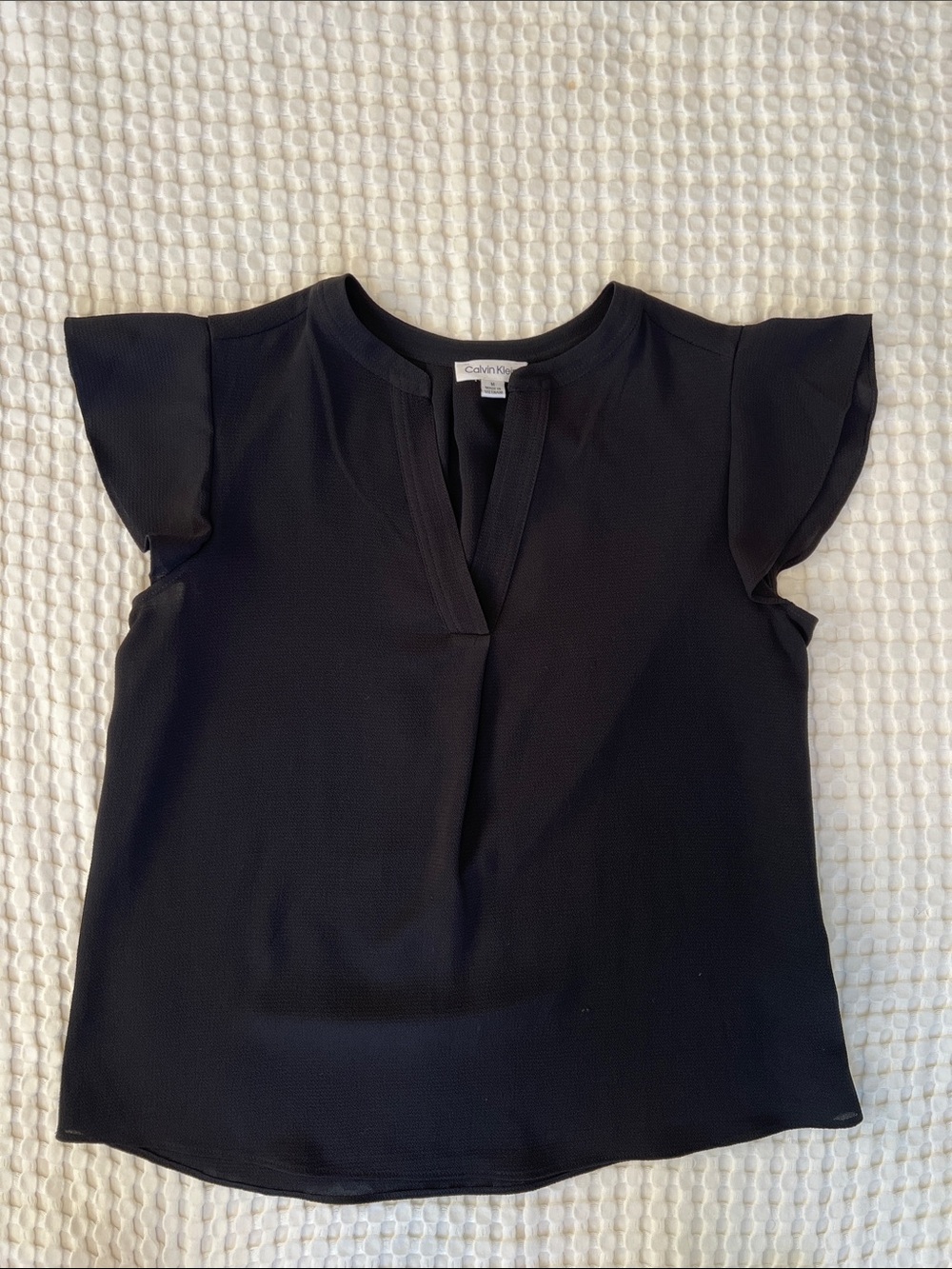 Calvin Klein Black Flutter Sleeve Top